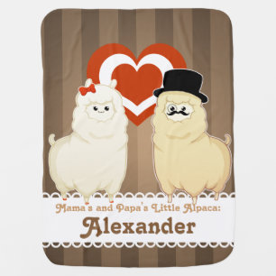 Cute Fancy Alpaca Couple with text option Baby Blanket