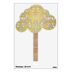 Cute Fancy Damask Tree in Gold Tones Wall Sticker