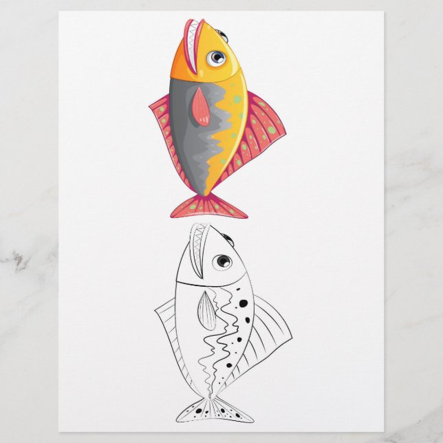 Cute fancy fish coloring page (Front)