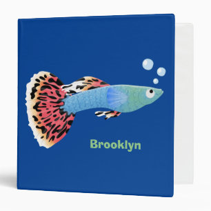 Cute fancy guppy tropical fish cartoon 3 ring binder