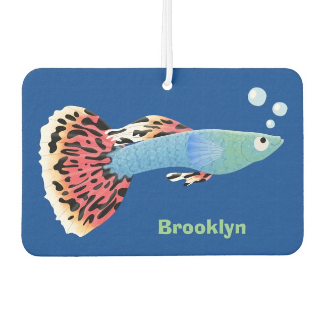 Cute fancy guppy tropical fish cartoon air freshener (Front)
