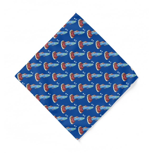 Cute fancy guppy tropical fish cartoon  bandana (Front)