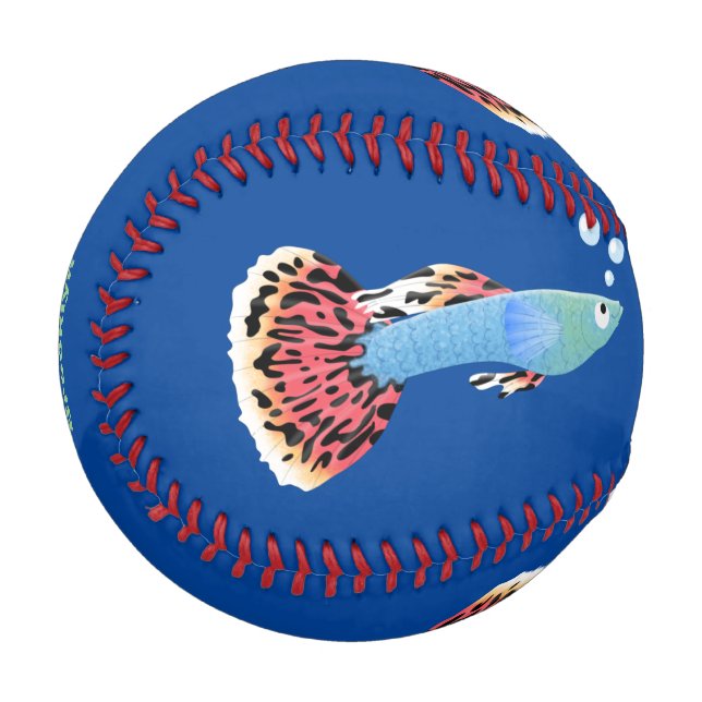 Cute fancy guppy tropical fish cartoon baseball (Front Left)