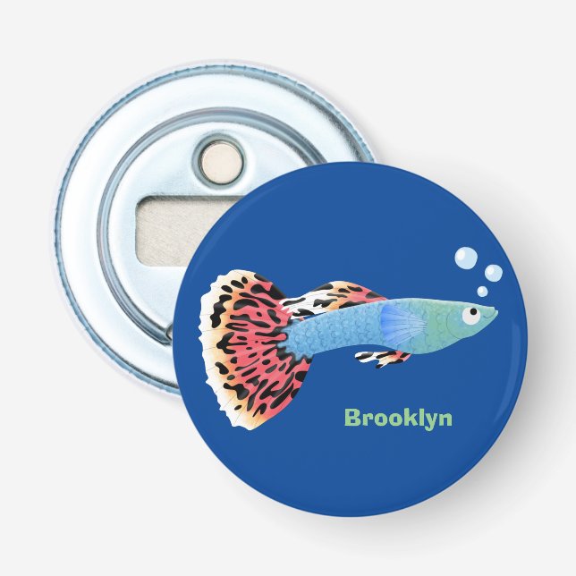 Cute fancy guppy tropical fish cartoon bottle opener (Front)