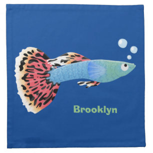 Cute fancy guppy tropical fish cartoon cloth napkin
