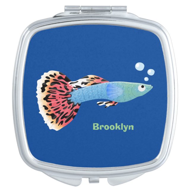 Cute fancy guppy tropical fish cartoon  compact mirror (Front)