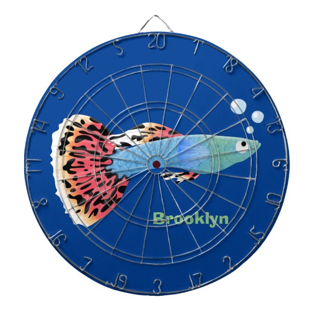 Cute fancy guppy tropical fish cartoon dart board (Front)
