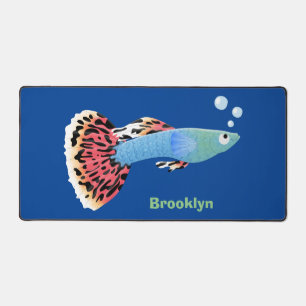 Cute fancy guppy tropical fish cartoon  desk mat