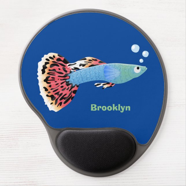 Cute fancy guppy tropical fish cartoon gel mouse pad (Front)