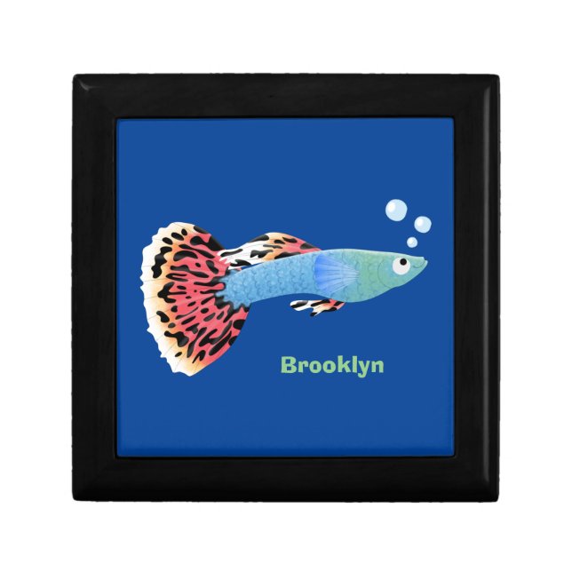 Cute fancy guppy tropical fish cartoon gift box (Front)