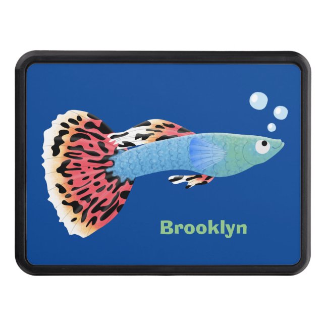 Cute fancy guppy tropical fish cartoon hitch cover (Front)