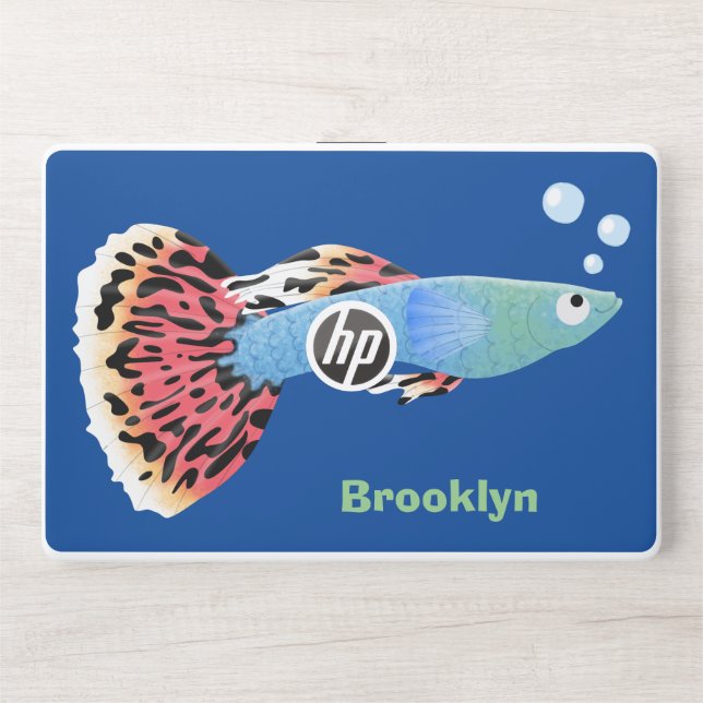 Cute fancy guppy tropical fish cartoon HP laptop skin (Front)
