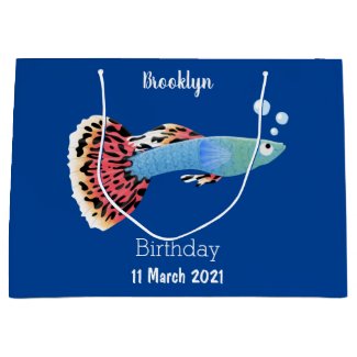 Cute fancy guppy tropical fish cartoon