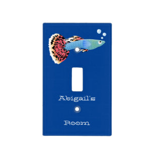 Cute fancy guppy tropical fish cartoon light switch cover