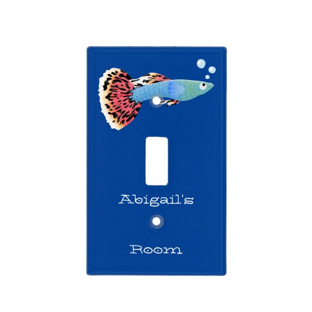 Cute fancy guppy tropical fish cartoon light switch cover (Front)