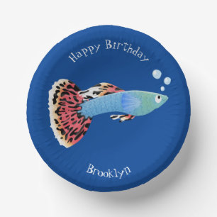 Cute fancy guppy tropical fish cartoon paper bowls
