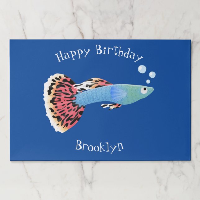 Cute fancy guppy tropical fish cartoon  paper pad (Front)