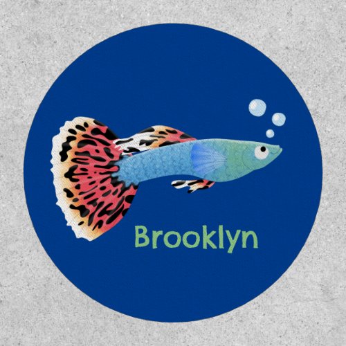 Cute fancy guppy tropical fish cartoon  patch