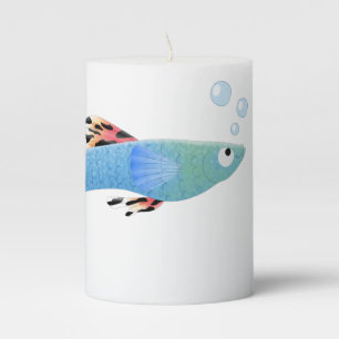 Cute fancy guppy tropical fish cartoon pillar candle