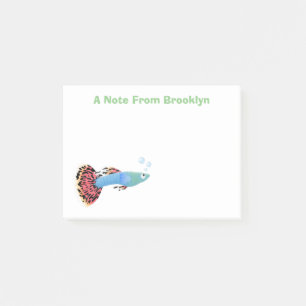 Cute fancy guppy tropical fish cartoon post-it notes