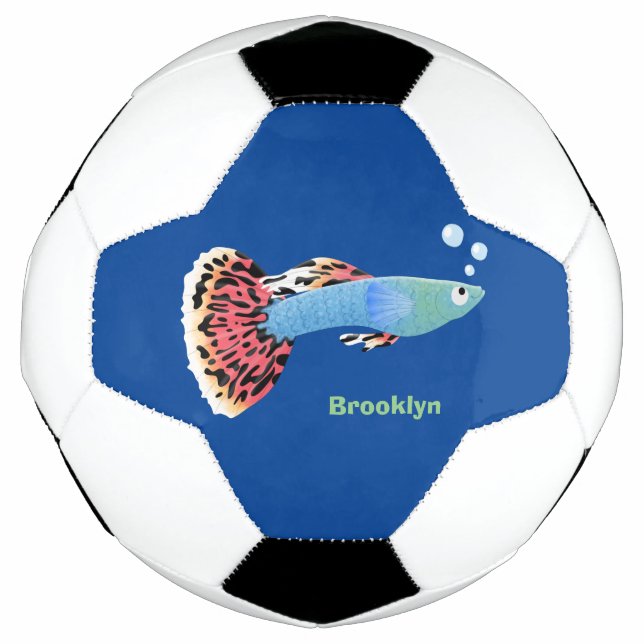 Cute fancy guppy tropical fish cartoon soccer ball (Front)