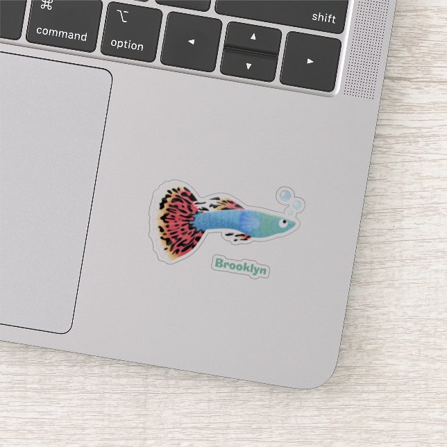 Cute fancy guppy tropical fish cartoon sticker (Detail)