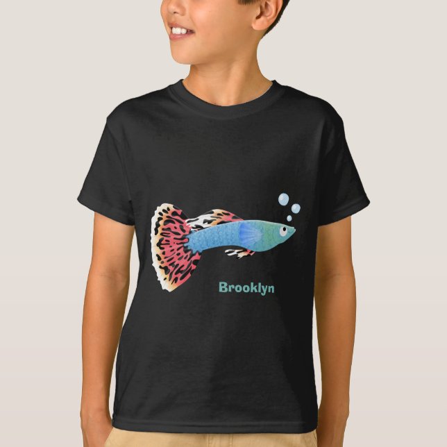 Cute fancy guppy tropical fish cartoon T-Shirt (Front)