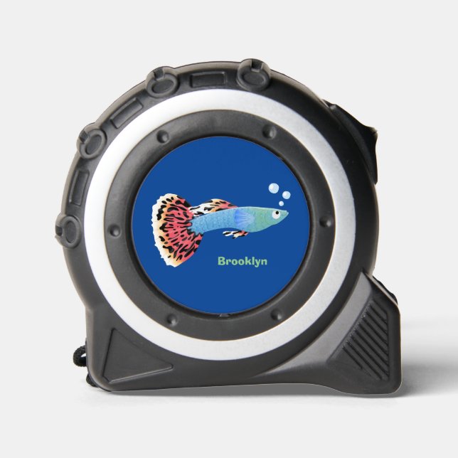 Cute fancy guppy tropical fish cartoon  tape measure (Front)