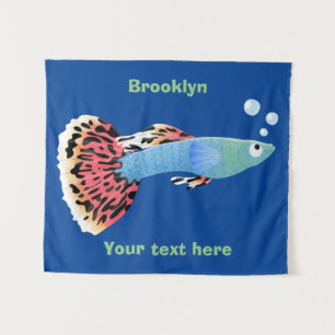 Cute fancy guppy tropical fish cartoon tapestry