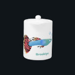 Cute fancy guppy tropical fish cartoon teapot<br><div class="desc">For tropical fish fans! A cute colourful guppy drawn in fun cartoon illustration style.</div>