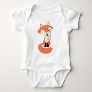 Cute Fancy Red Fox Baby Bodysuit
