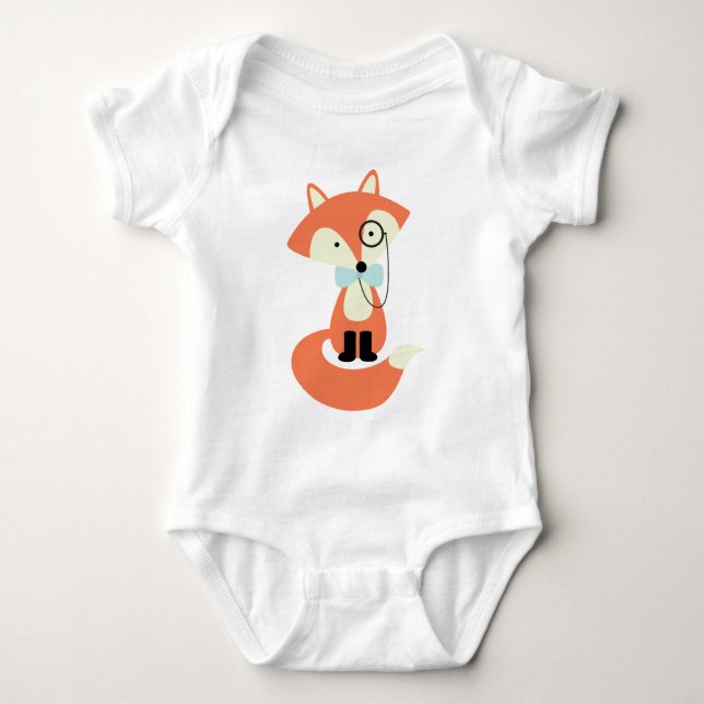Cute Fancy Red Fox Baby Bodysuit (Front)