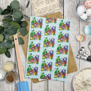 Cute Fantasy Baby Dragons Nest Eggs Blue Kitchen Towel