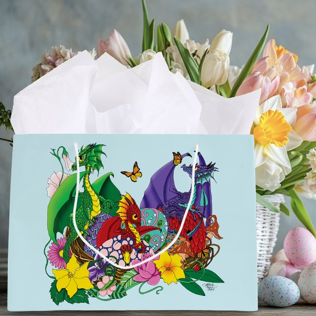 Cute Fantasy Baby Dragons Nest Eggs Blue Large Gift Bag (Creator Uploaded)