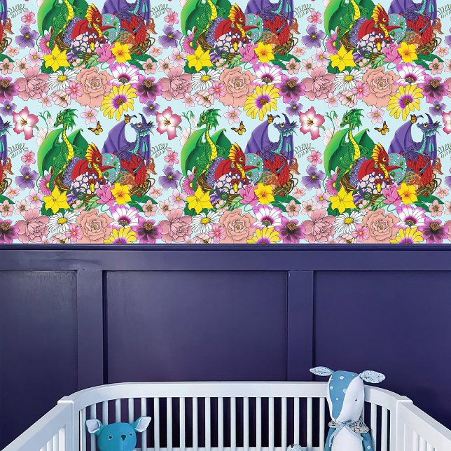 Cute Fantasy Baby Dragons Nest Eggs Blue Wallpaper (Creator Uploaded)