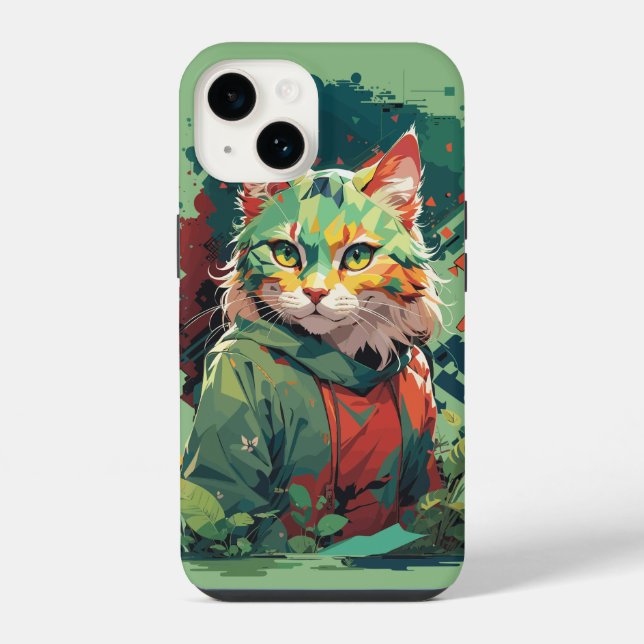 Cute Fantasy Color Splash Cat Design Iphone Case (Back)