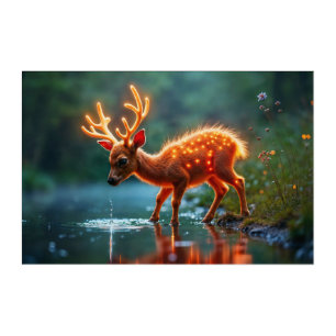 Cute fantasy deer glow luminous wildlife acrylic print