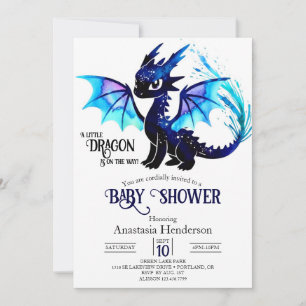 Cute Fantasy Dragon Boy Baby Shower Invitation