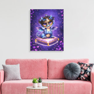Cute Fantasy Dragon Canvas Wall Art