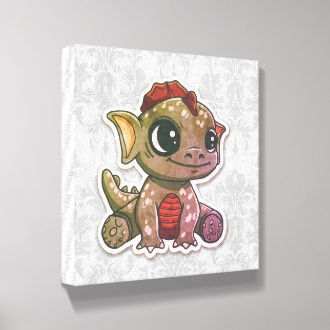 Cute Fantasy Dragon Hatchling Acrylic Wall Art Pho Canvas Photo Tile (Angled)