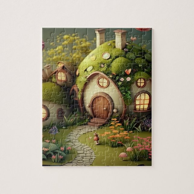 Cute Fantasy Fairy Houses Background Jigsaw Puzzle (Vertical)