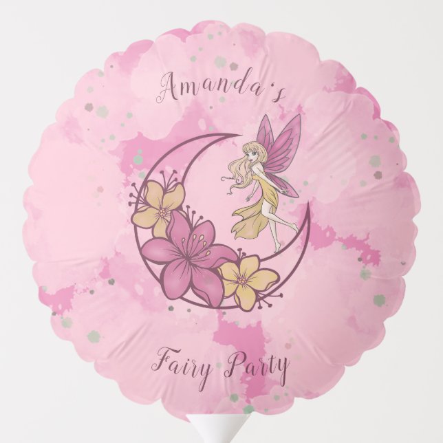 Cute Fantasy Fairy on The Moon Girl Party Ballon Balloon (Back)