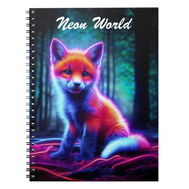 Cute fantasy glow fox with bioluminescent aura notebook (Front)