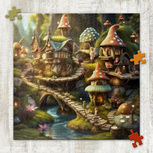 Cute Fantasy Gnome Mushroom Fairy Tale Puzzle
