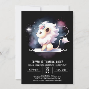 Cute Fantasy Lion Birthday Invitation