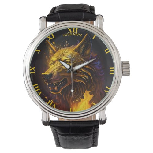 Cute Fantasy Magical Golden Wolf Watch