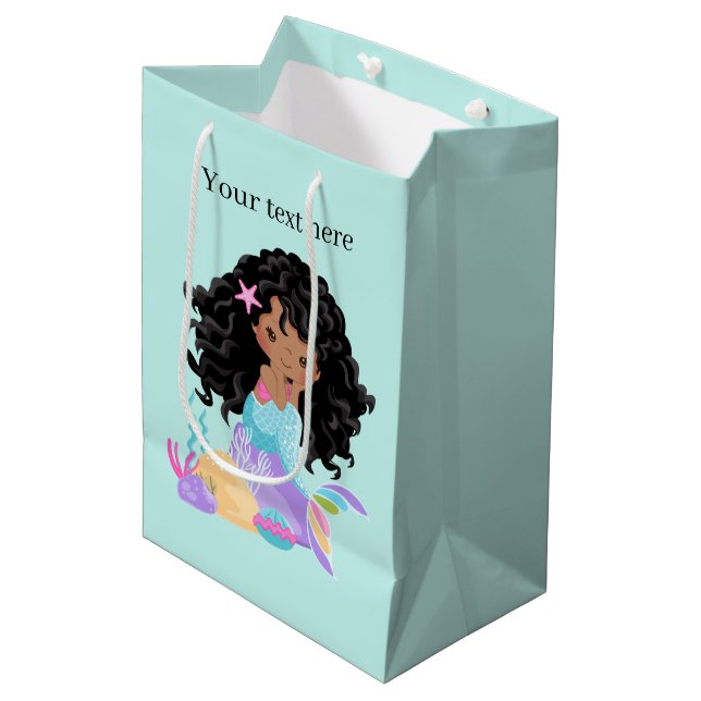 Cute fantasy mermaid customizable  medium gift bag (Front Angled)