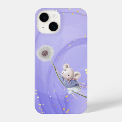 Cute Fantasy Mouse Dandelion Fluff Animal Art iPhone 14 Case