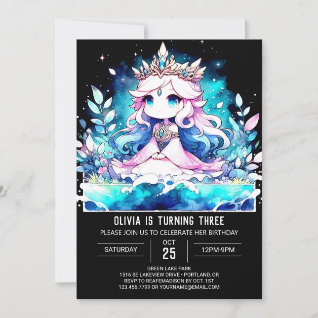 Cute Fantasy Princess Birthday Invitation (Front)
