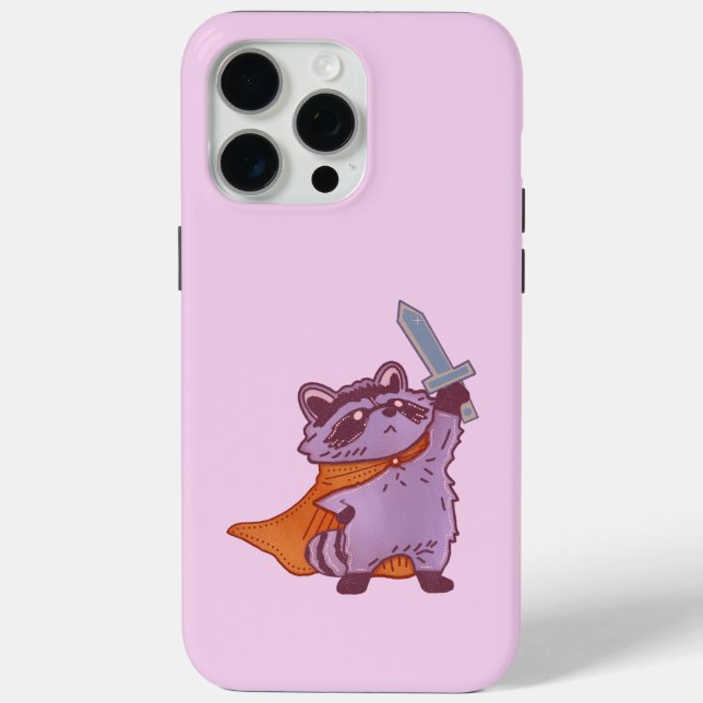 Cute Fantasy Raccoon Warrior with Sword and Cape Case-Mate iPhone Case (Back)